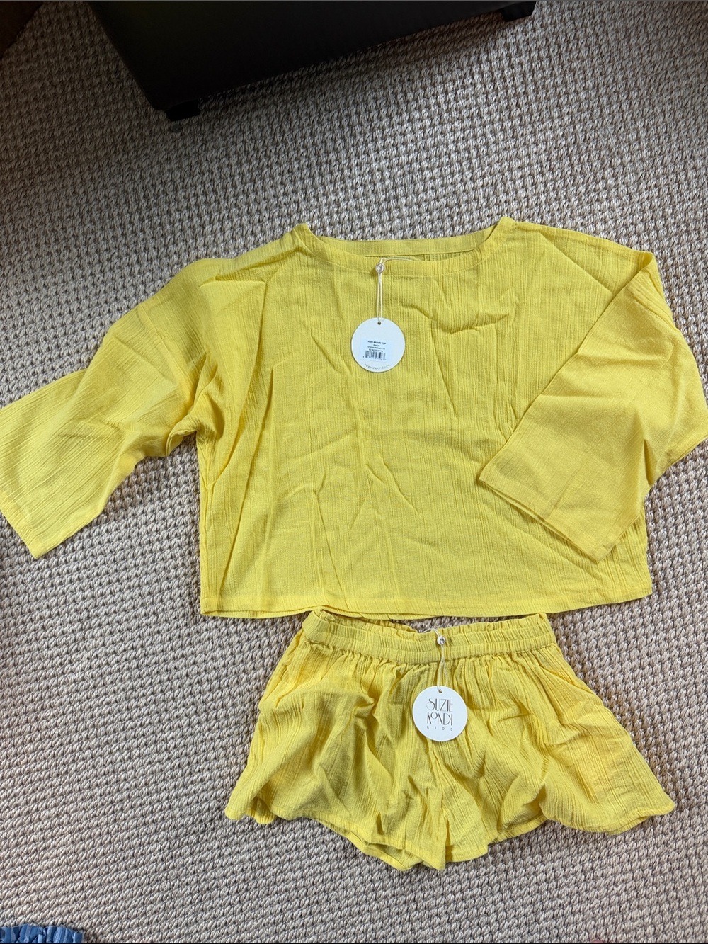 Suzie Kondi Kids Matching Set Yellow Two-Piece Top & Shorts